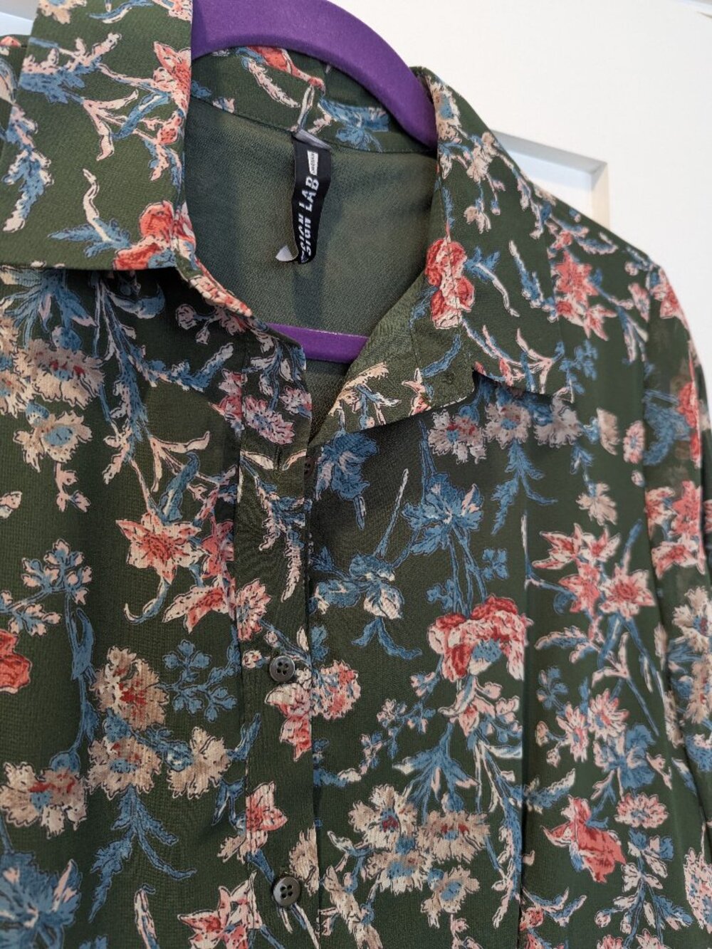 Design Lab Lord & Taylor Floral Ruffle Mini Dress Sz L - Picture 3 of 7